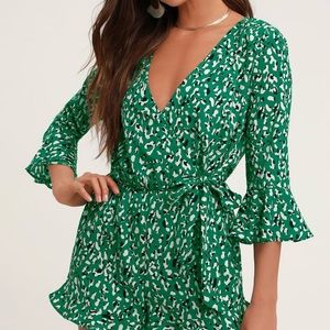 Green & Black Cheetah Print Romper